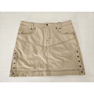 Athleta Mini Skirt Womens 8 Tan Khaki Snap Sides Hiking Tennis Athleisure Preppy